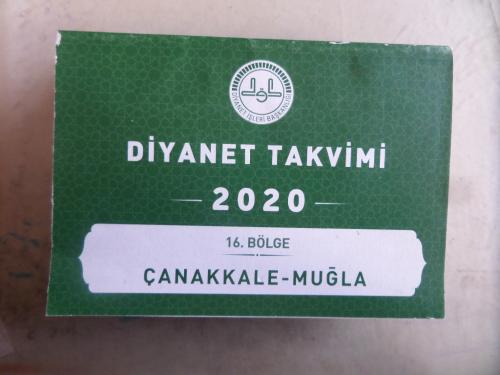 2020 Diyanet Takvimi Çanakkale Muğla