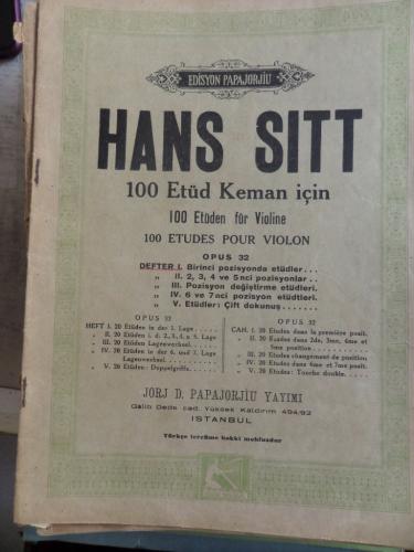 Hans Sitt 100 Etüd Keman İçin 100 Etüden Für Violine