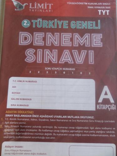 TYT 2. Türkiye Geneli Deneme Sınavı A Kitapçığı