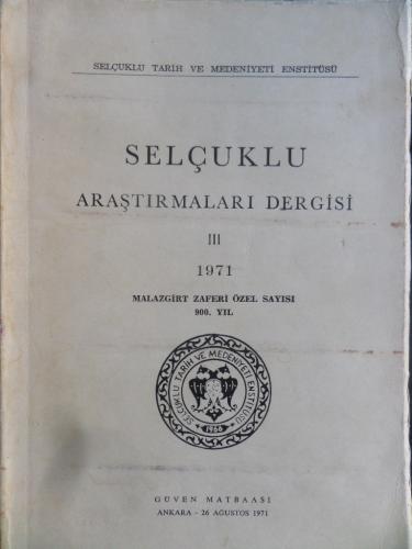 Selçuklu Araştırma Dergisi III 1971