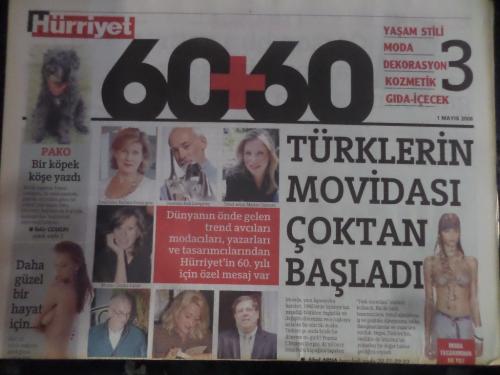 Hürriyet Gazetesi 1 Mayıs 2008 - 60+60 Yaşam Stili Moda Dekorasyon Koz