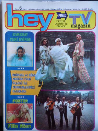 Hey Dergisi 1976 / 6 Kapak Brüksel ve Köln Modern Folk üçlüsü İle Mank