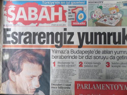 Sabah Gazetesi 26 Kasım 1996 - Esrarengiz Yumruk