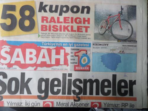 Sabah Gazetesi 6 Aralık 1996 - Şok Gelişmeler