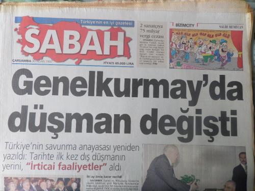 Sabah Gazetesi 30 Nisan 1997 - Genelkurmay'da Düşman Değişti