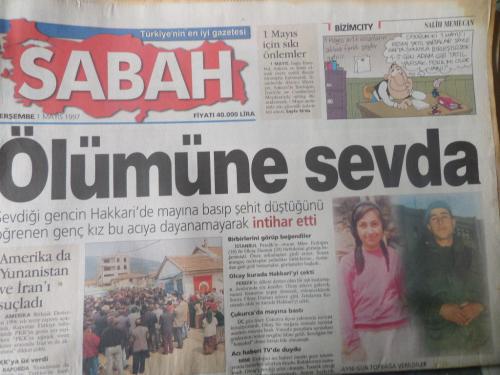 Sabah Gazetesi 1 Mayıs 1997 - Ölümüne Sevda