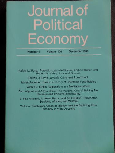 Journal of Political Economy 1998 / Number 6 Volume 106