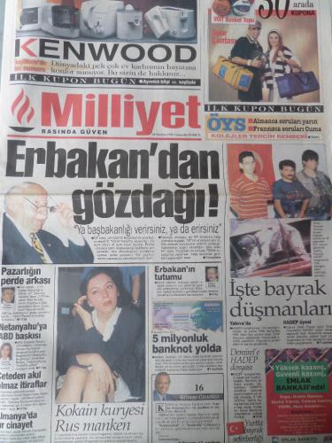 Milliyet Gazetesi 26 Haziran 1996 - Erbakan'dan Gözdağı