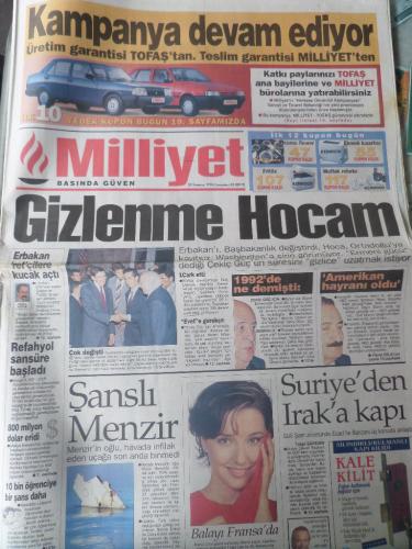 Milliyet Gazetesi 20 Temmuz 1996 - Gizlenme Hocam