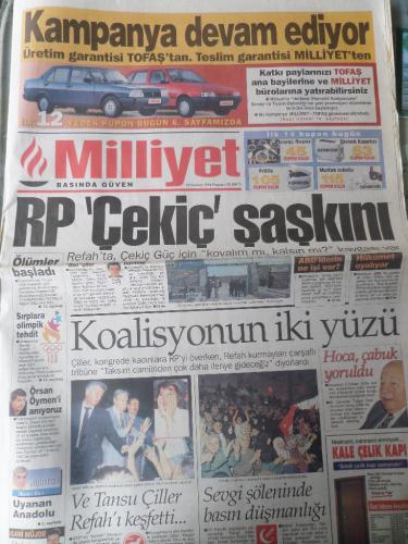 Milliyet Gazetesi 22 Temmuz 1996 - RP Çekiç Şaşkını