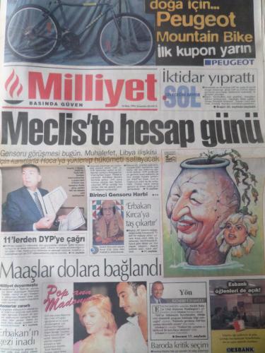 Milliyet Gazetesi 16 Ekim 1996 - Meclis'te Hesap Günü