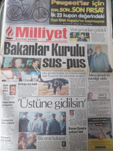 Milliyet Gazetesi 8 Kasım 1996 - Bakanlar Kurulu Sus-Pus