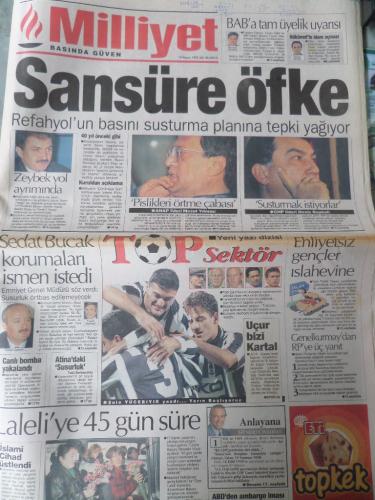 Milliyet Gazetesi 19 Kasım 1996 - Sansüre Öfke