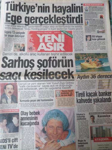 Yeni Asır Gazetesi 8 Mayıs 1997 - Sarhoş Şoförün Saçı Kesilecek