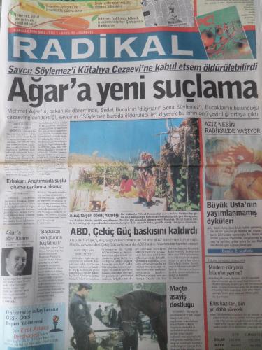 Radikal Gazetesi 3 Aralık 1996 - Ağar'a Yeni Suçlama