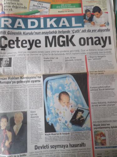 Radikal Gazetesi 5 Aralık 1996 - Çeteye MGK Onayı