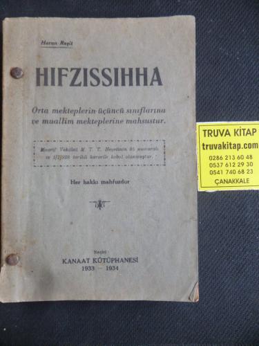 Hıfzıssıhha - Orta mekteplerin üçüncü sınıflarına ve Muallim mektepler