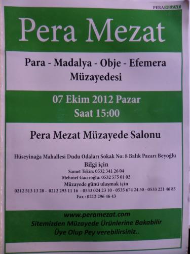 Pera Mezat / Para - Madalya - Obje - Efemera Müzayedesi